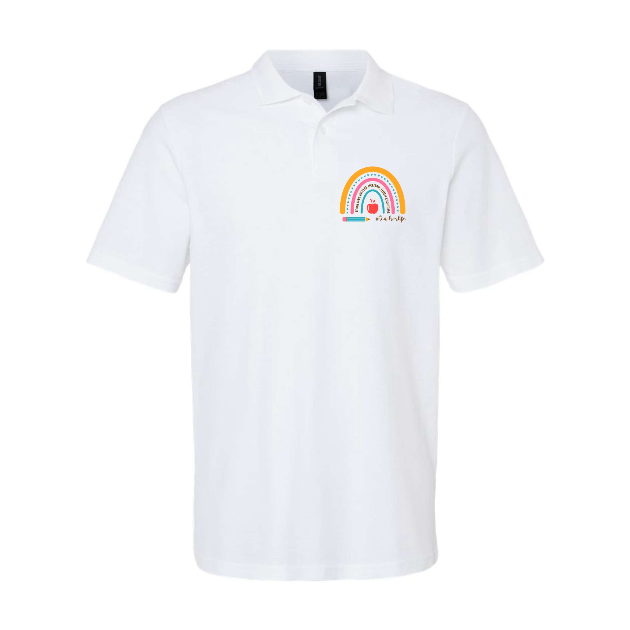 Teacher Life Motivate Rainbow Polo