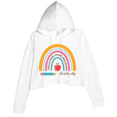 Teacher Life Motivate Rainbow Crop Fleece Hoodie