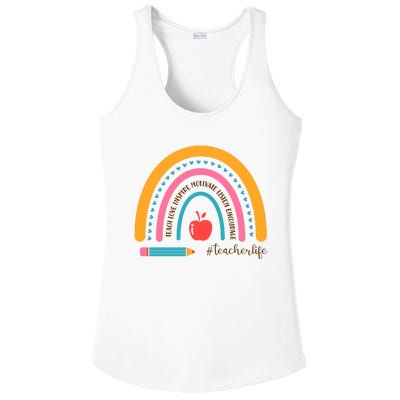 Teacher Life Motivate Rainbow Ladies PosiCharge Competitor Racerback Tank