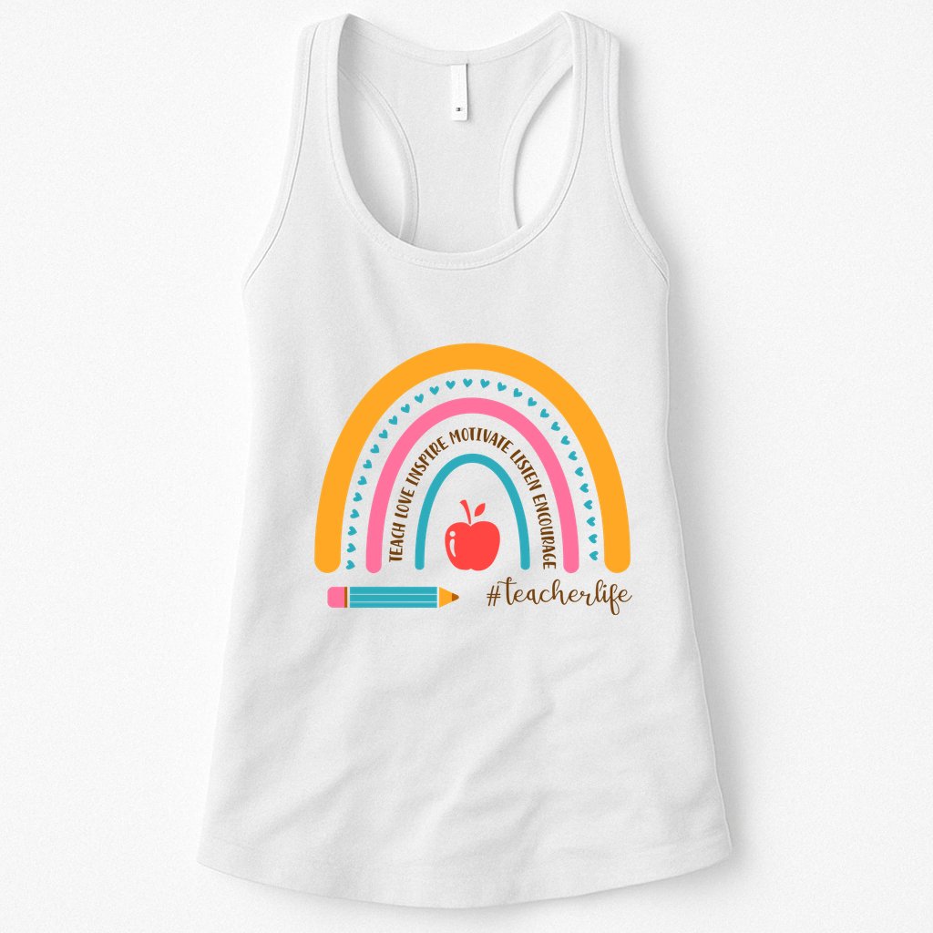 Teacher Life Motivate Rainbow Womens Tank Top