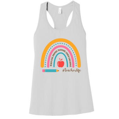 Teacher Life Motivate Rainbow Women's Racerback Tank