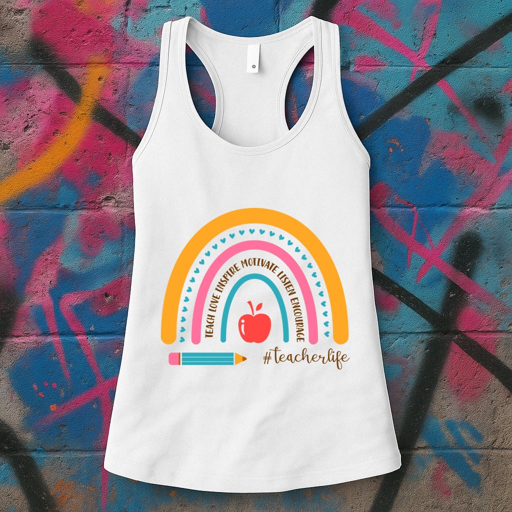 Teacher Life Motivate Rainbow Womens Tank Top
