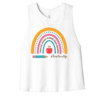 Teacher Life Motivate Rainbow Women's Racerback Cropped Tank