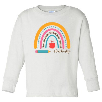 Teacher Life Motivate Rainbow Toddler Long Sleeve Shirt