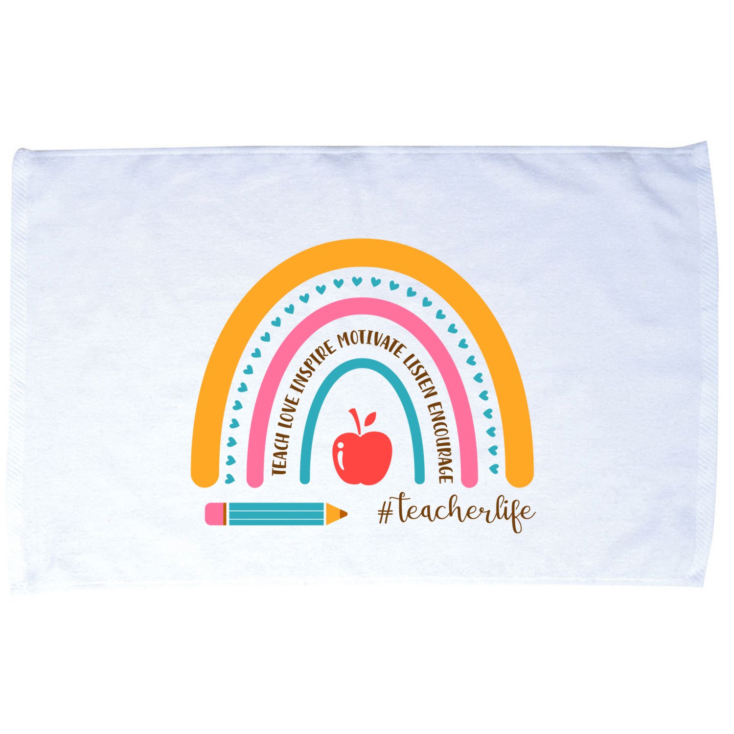 Teacher Life Motivate Rainbow Microfiber Hand Towel