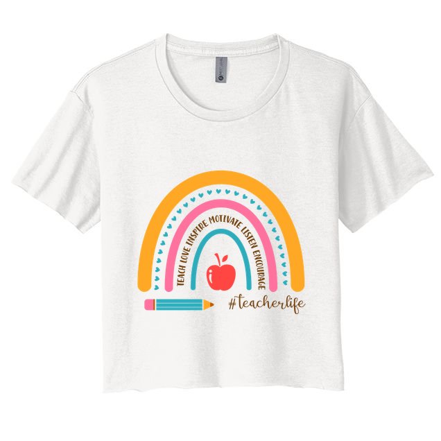 Teacher Life Motivate Rainbow Crop Top