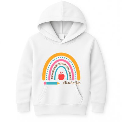 Teacher Life Motivate Rainbow Kids Hoodie