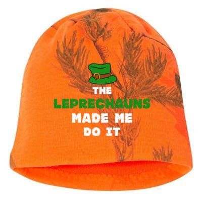 The Leprechauns Made Me Do It St Patricks Day Humor Pun Cool Gift Kati - Camo Knit Beanie