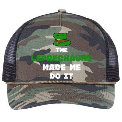 The Leprechauns Made Me Do It St Patricks Day Humor Pun Cool Gift Retro Rope Trucker Hat Cap