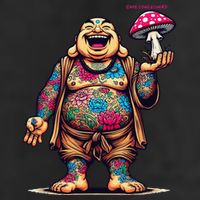 Tattooed Laughing Monk With A Mushroom 7 Panel Mesh Trucker Snapback Hat