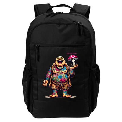 Tattooed Laughing Monk With A Mushroom Backpack