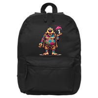 Tattooed Laughing Monk With A Mushroom 16 in Basic Backpack