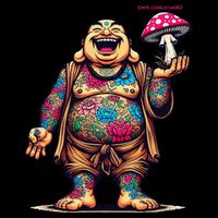 Tattooed Laughing Monk With A Mushroom 16 in Basic Backpack