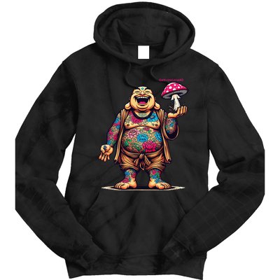 Tattooed Laughing Monk With A Mushroom Tie Dye Hoodie