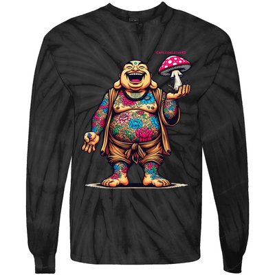 Tattooed Laughing Monk With A Mushroom Tie-Dye Long Sleeve Shirt