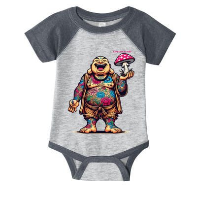 Tattooed Laughing Monk With A Mushroom Infant Baby Jersey Bodysuit