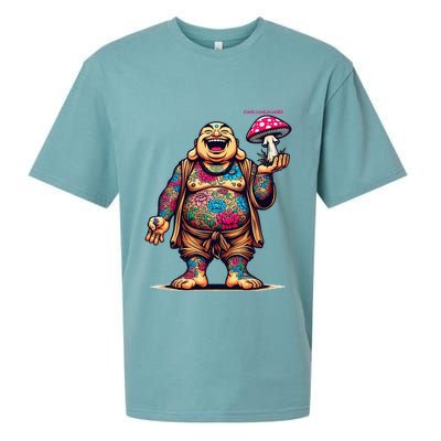 Tattooed Laughing Monk With A Mushroom Sueded Cloud Jersey T-Shirt