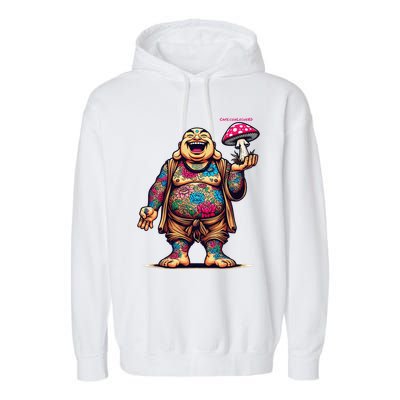 Tattooed Laughing Monk With A Mushroom Garment-Dyed Fleece Hoodie