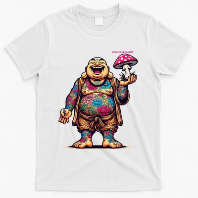Tattooed Laughing Monk With A Mushroom T-Shirt