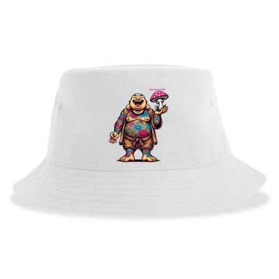 Tattooed Laughing Monk With A Mushroom Sustainable Bucket Hat