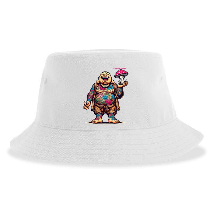 Tattooed Laughing Monk With A Mushroom Sustainable Bucket Hat