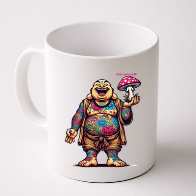 Tattooed Laughing Monk With A Mushroom Mug