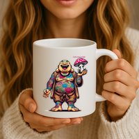 Tattooed Laughing Monk With A Mushroom Mug