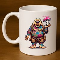 Tattooed Laughing Monk With A Mushroom 11oz C Handle Ceramic Mug