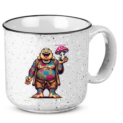 Tattooed Laughing Monk With A Mushroom 15oz Campfire Ceramic Mug