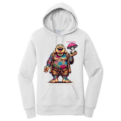 Tattooed Laughing Monk With A Mushroom Women's Pullover Hoodie