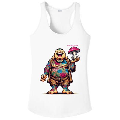 Tattooed Laughing Monk With A Mushroom Ladies PosiCharge Competitor Racerback Tank