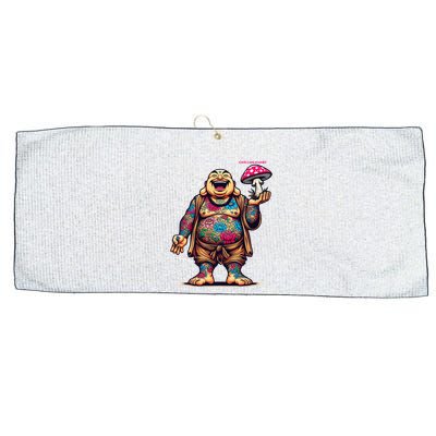 Tattooed Laughing Monk With A Mushroom Large Microfiber Waffle Golf Towel