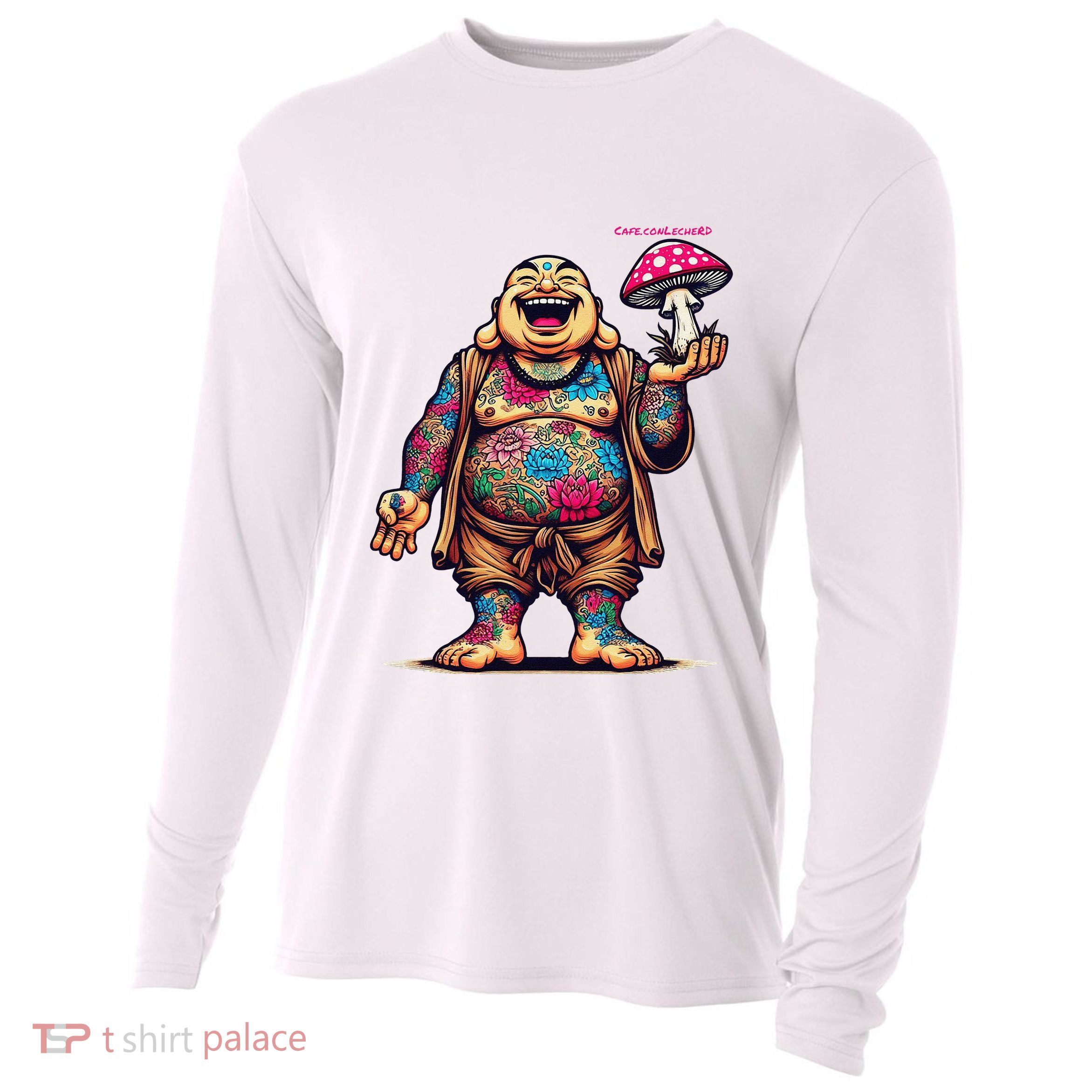 Tattooed Laughing Monk With A Mushroom Cooling Performance Long Sleeve Crew