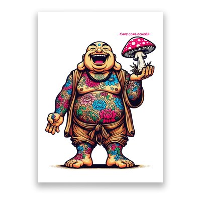 Tattooed Laughing Monk With A Mushroom Poster