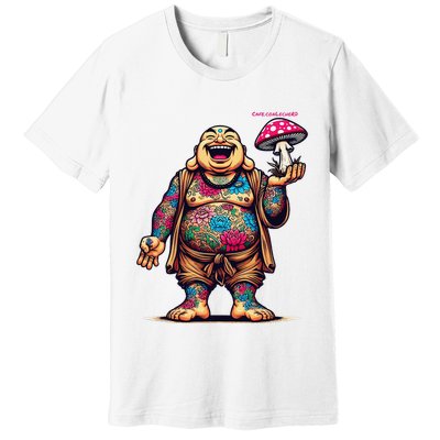 Tattooed Laughing Monk With A Mushroom Premium T-Shirt