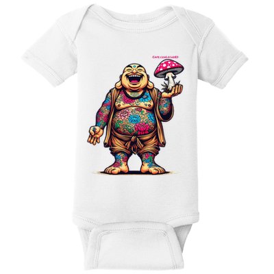 Tattooed Laughing Monk With A Mushroom Baby Bodysuit