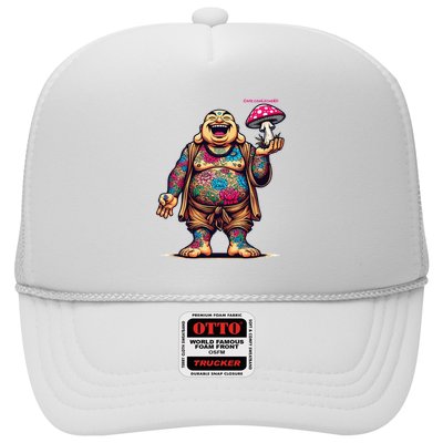 Tattooed Laughing Monk With A Mushroom Trucker Hat