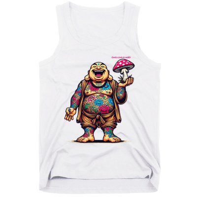Tattooed Laughing Monk With A Mushroom Tank Top
