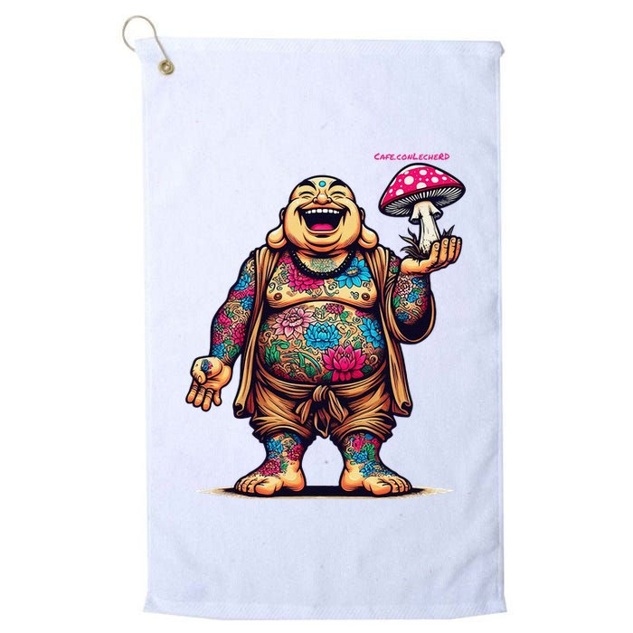 Tattooed Laughing Monk With A Mushroom Golf Towel