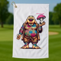 Tattooed Laughing Monk With A Mushroom Golf Towel