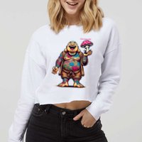 Tattooed Laughing Monk With A Mushroom Cropped Pullover Crew
