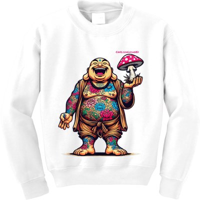 Tattooed Laughing Monk With A Mushroom Kids Sweatshirt