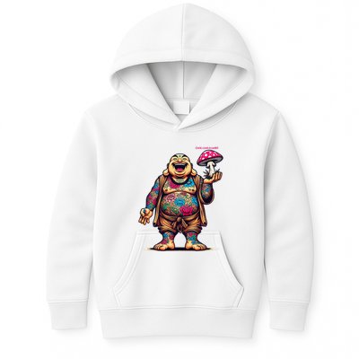 Tattooed Laughing Monk With A Mushroom Kids Hoodie