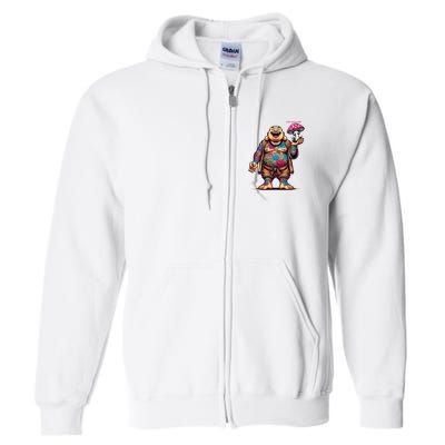 Tattooed Laughing Monk With A Mushroom Full Zip Hoodie