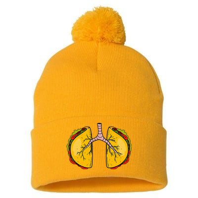 Taco Lungs Mexican Nurse Cinco De Mayo Nursing Fiesta Pom Pom 12in Knit Beanie