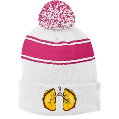 Taco Lungs Mexican Nurse Cinco De Mayo Nursing Fiesta Stripe Pom Pom Beanie