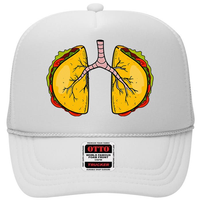 Taco Lungs Mexican Nurse Cinco De Mayo Nursing Fiesta High Crown Mesh Back Trucker Hat