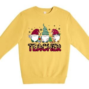 Teacher Leopard Merry Christmas Teacher Gnomes Xmeaningful Giftmas Great Gift Premium Crewneck Sweatshirt