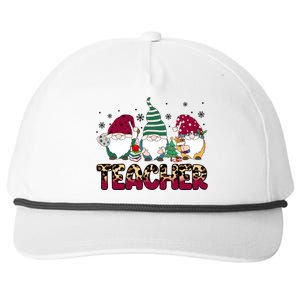 Teacher Leopard Merry Christmas Teacher Gnomes Xmeaningful Giftmas Great Gift Snapback Five-Panel Rope Hat