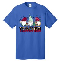 Teacher Leopard Merry Christmas Teacher Gnomes Xmeaningful Giftmas Great Gift Tall T-Shirt